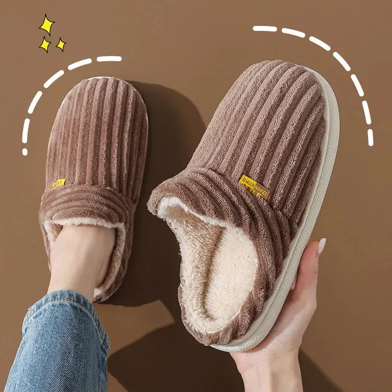 Comwarm Winter Fur Shoes Women Warm Men Shoes Outdoor Plush Shoes Indoor House Shoes Antiskid Platform Fuzzy Shoes Fur Boots