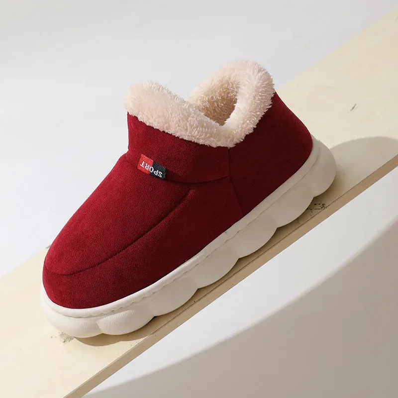 Comwarm Winter Fur Shoes Women Warm Men Shoes Outdoor Plush Shoes Indoor House Shoes Antiskid Platform Fuzzy Shoes Fur Boots