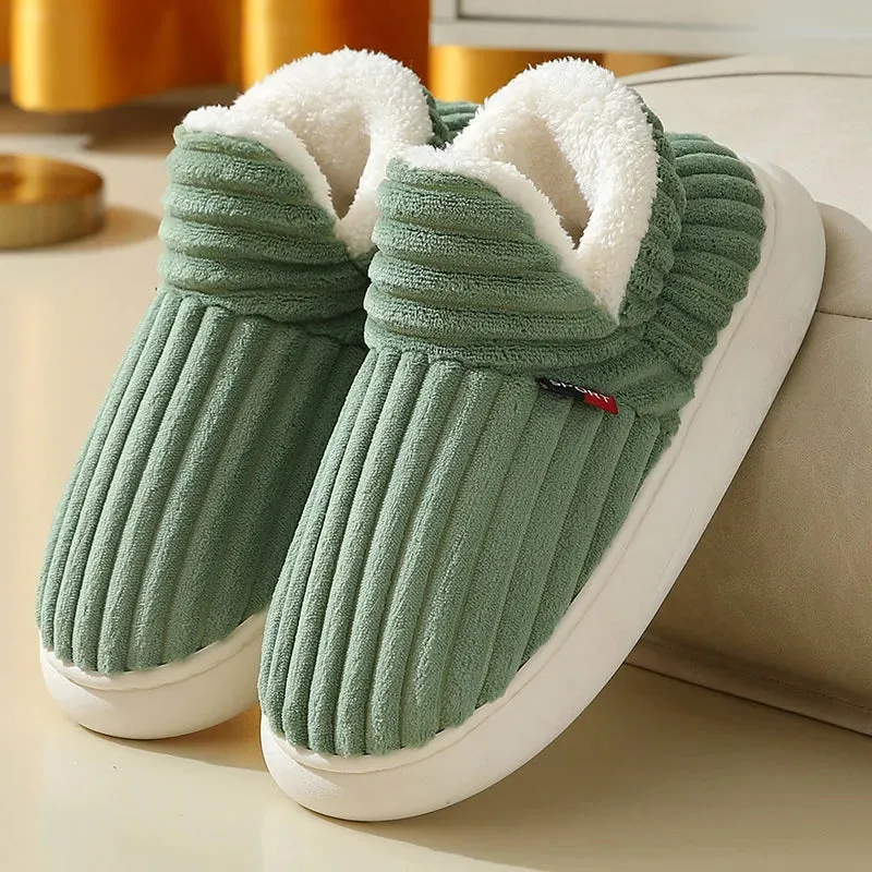Comwarm Winter Fur Shoes Women Warm Men Shoes Outdoor Plush Shoes Indoor House Shoes Antiskid Platform Fuzzy Shoes Fur Boots