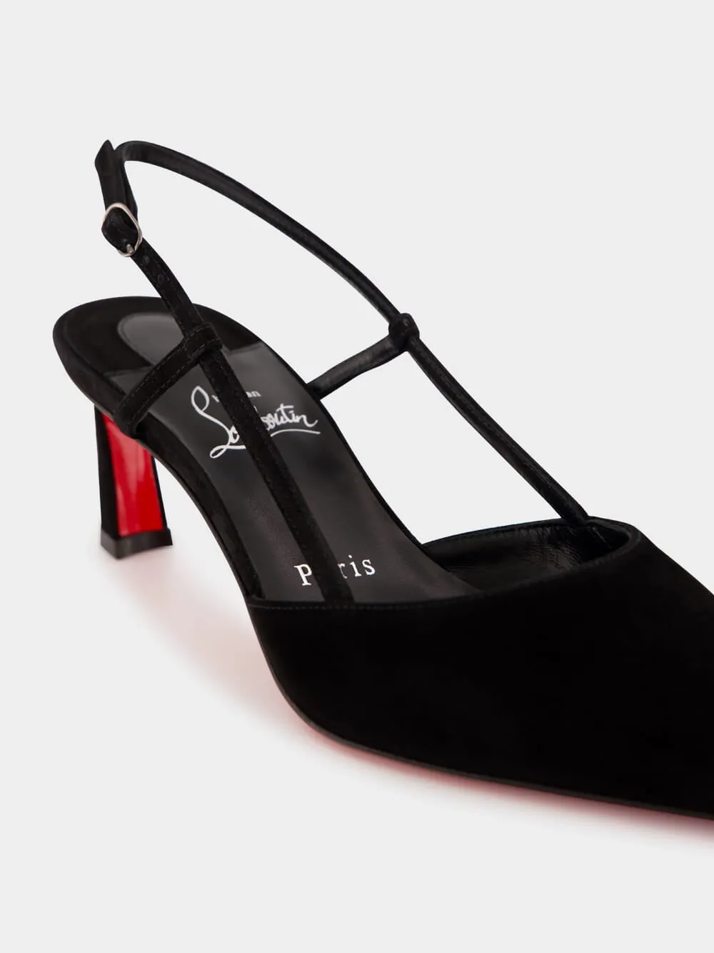 Condoroline Black Velour Slingback Pumps