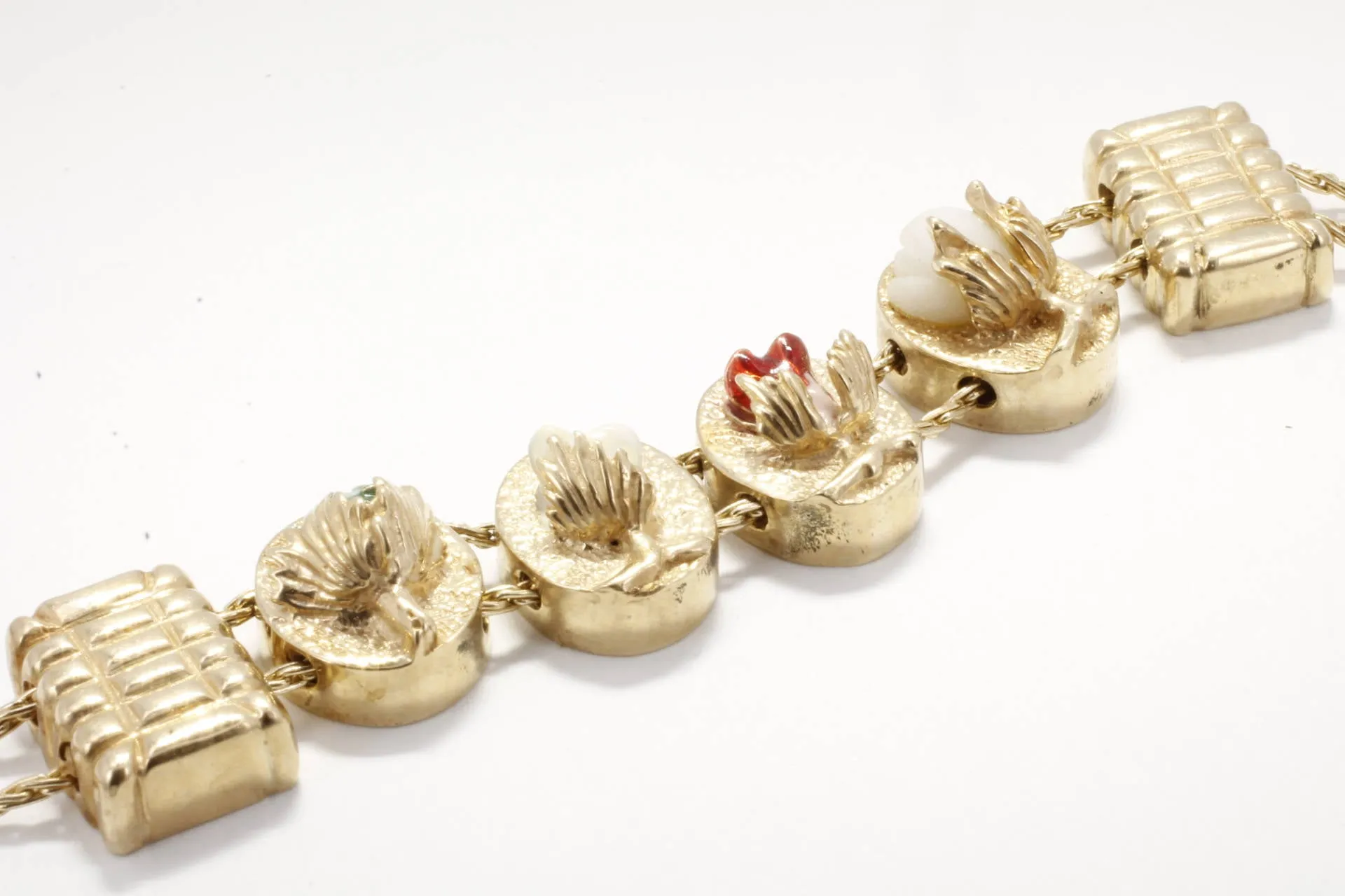 Cotton Boll Slide Charm Bracelet with  6 14kt Gold  Cotton Stage Slide Charms