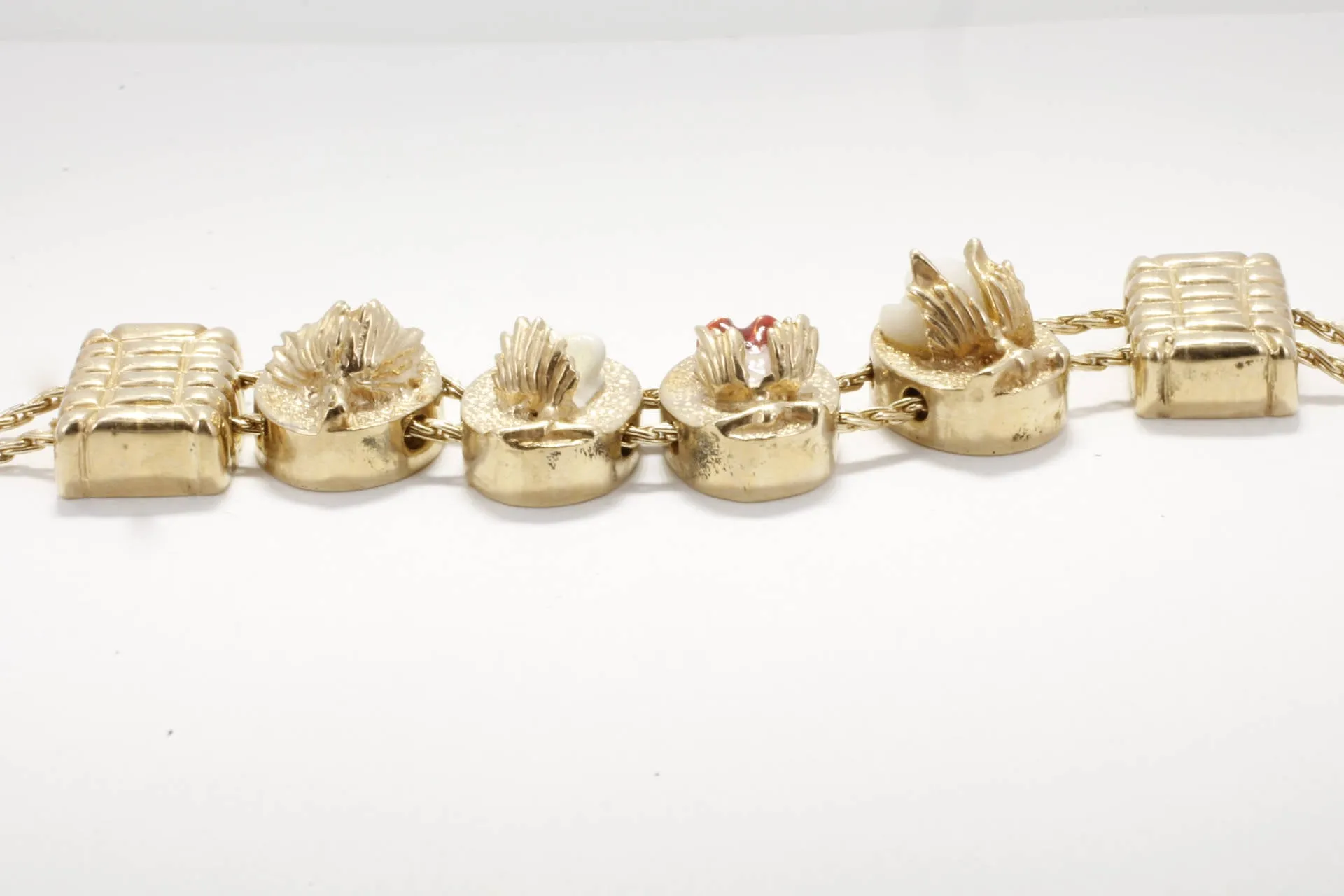 Cotton Boll Slide Charm Bracelet with  6 14kt Gold  Cotton Stage Slide Charms