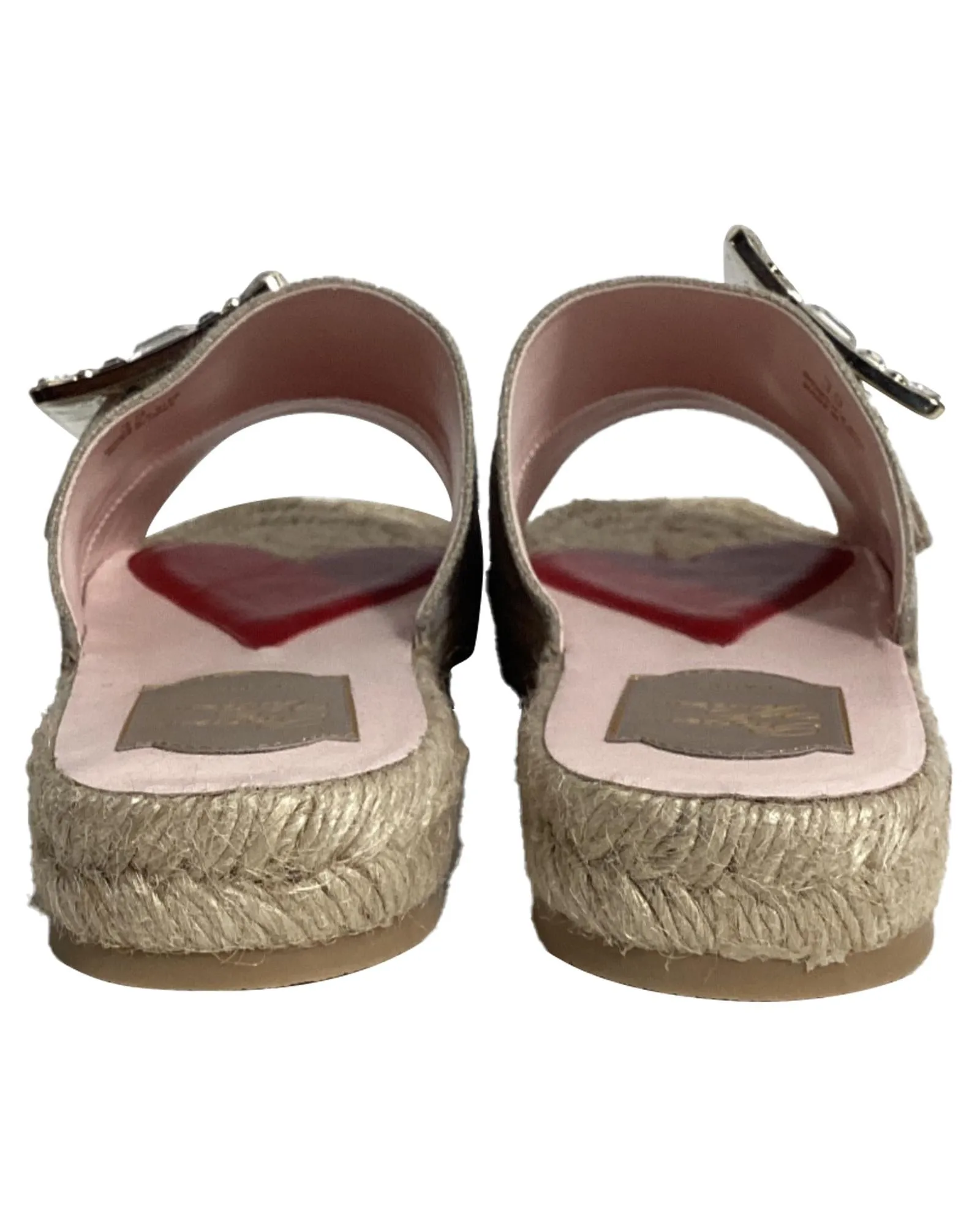 Crystal Buckle Espadrille Slides