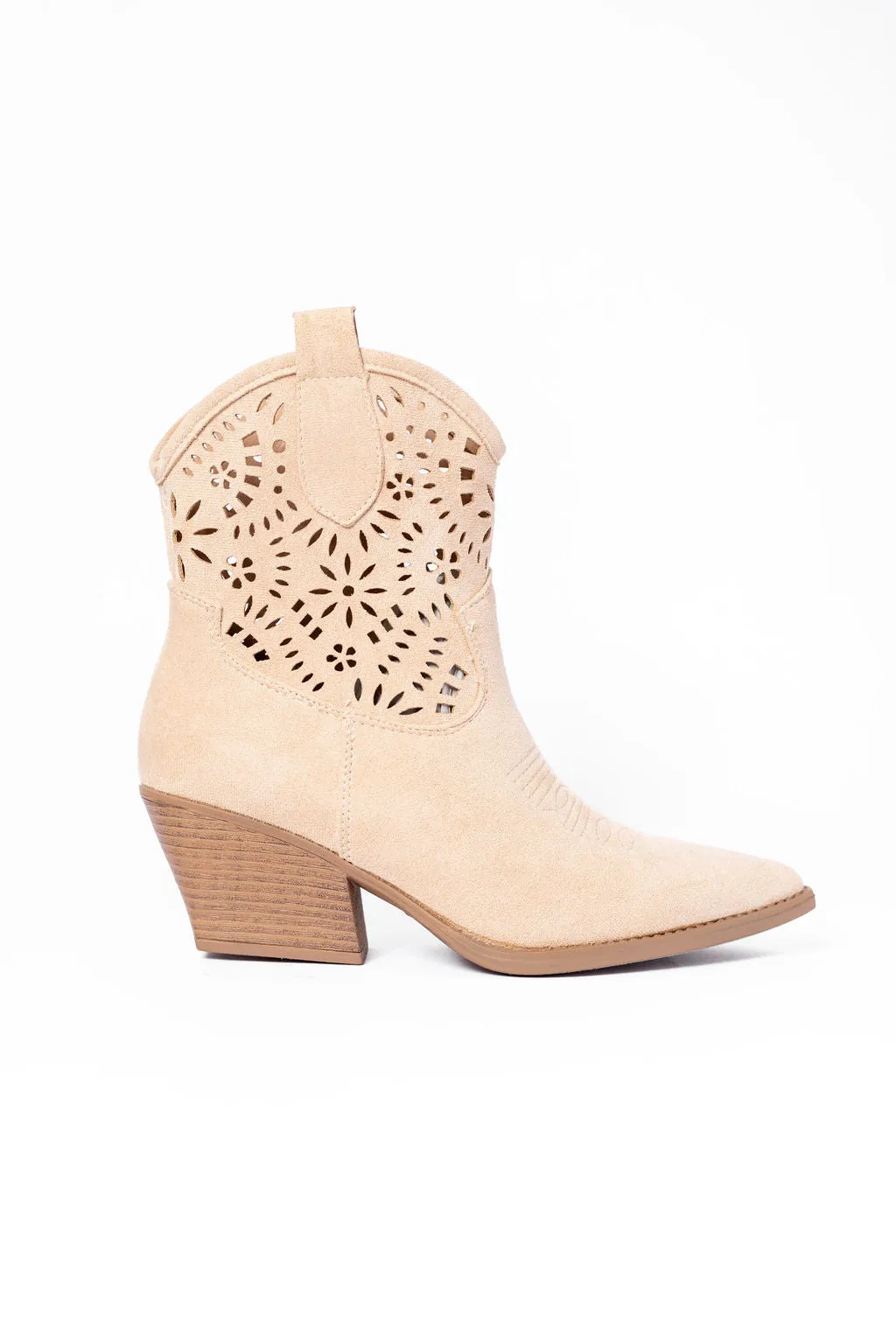 Dakota Beige Cut Out Western Booties SALE