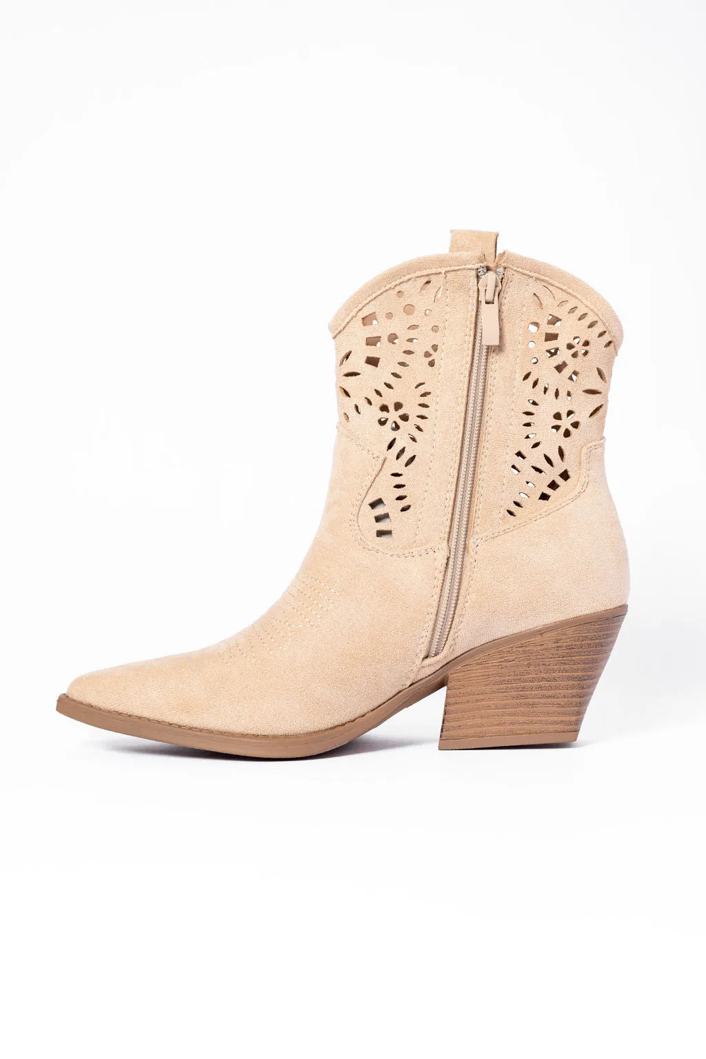 Dakota Beige Cut Out Western Booties SALE