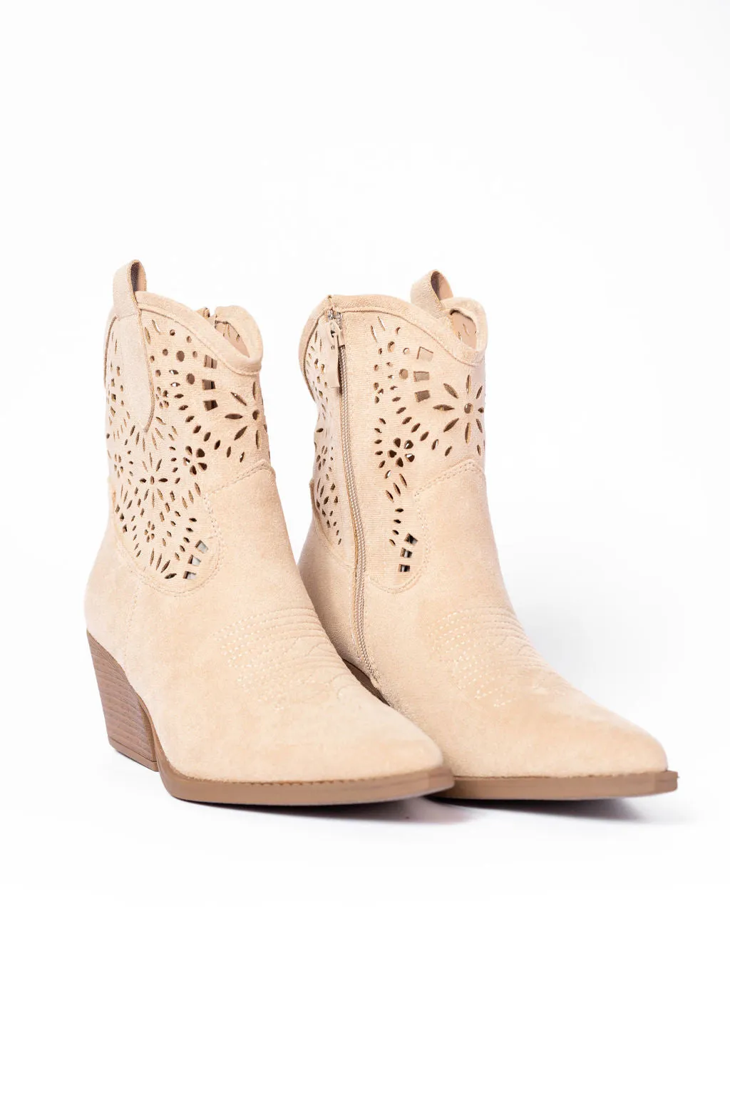 Dakota Beige Cut Out Western Booties SALE