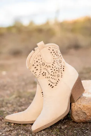 Dakota Beige Cut Out Western Booties SALE
