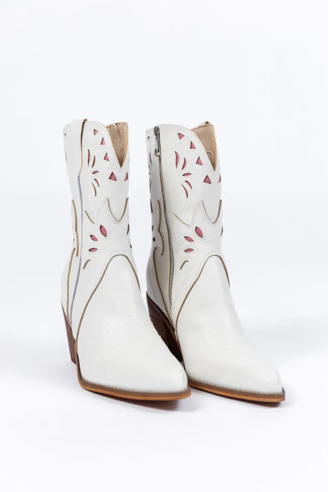 Dallas White Pointed Toe Booties SALE