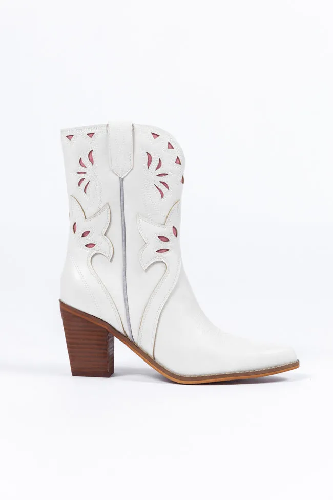 Dallas White Pointed Toe Booties SALE