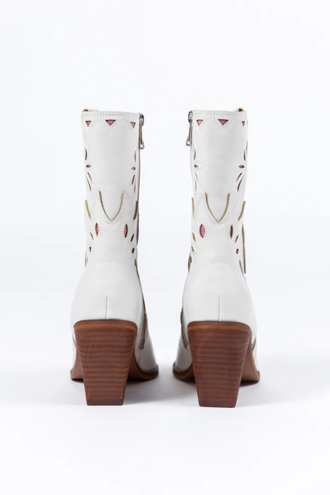Dallas White Pointed Toe Booties SALE