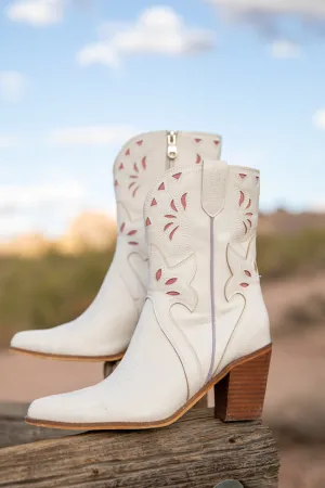 Dallas White Pointed Toe Booties SALE