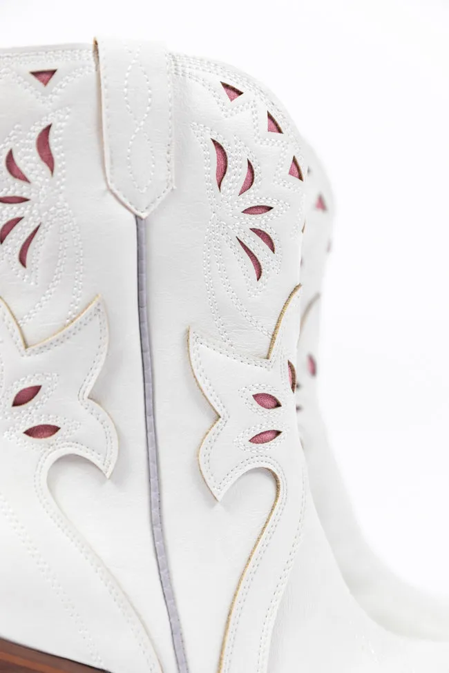 Dallas White Pointed Toe Booties SALE