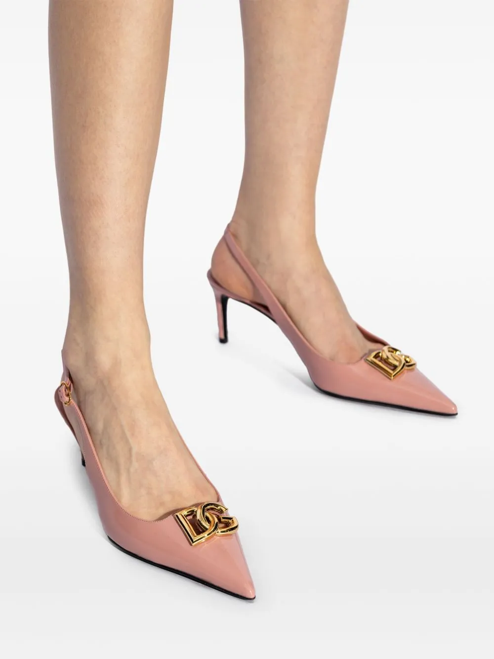 Dg logo leather pumps