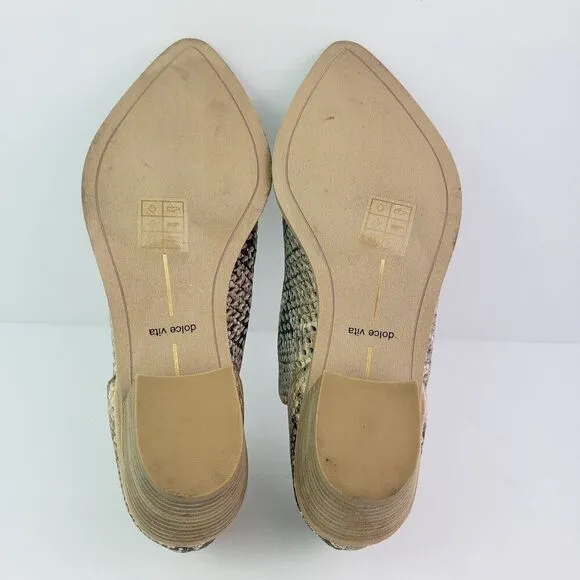 Dolce Vita Sher Womens Sz 8.5 Beige Snakeskin Slip On 2.25&quot; Heel Pointed Booties