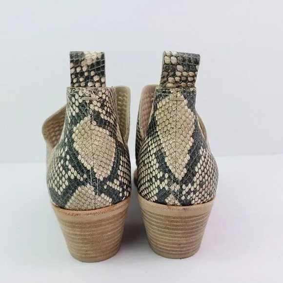 Dolce Vita Sher Womens Sz 8.5 Beige Snakeskin Slip On 2.25&quot; Heel Pointed Booties