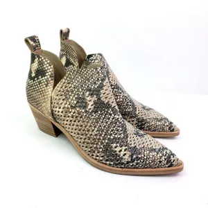 Dolce Vita Sher Womens Sz 8.5 Beige Snakeskin Slip On 2.25&quot; Heel Pointed Booties