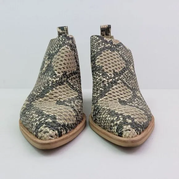Dolce Vita Sher Womens Sz 8.5 Beige Snakeskin Slip On 2.25&quot; Heel Pointed Booties