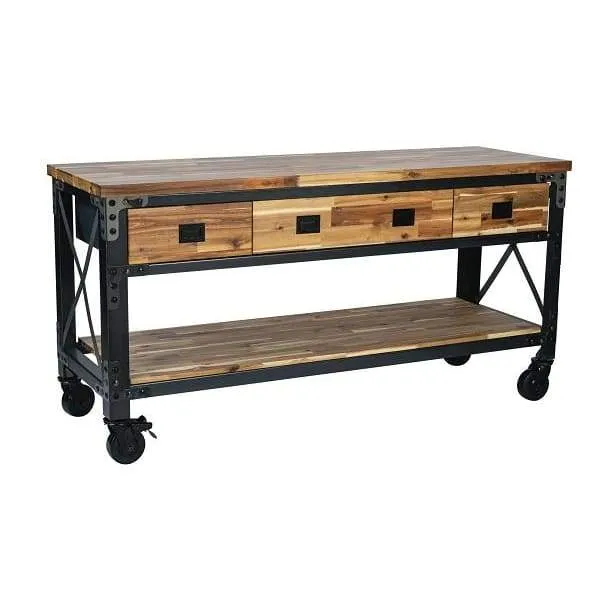 Duramax Darby 72" Metal & Wood Kitchen Island Desk w/ Drawers 68051