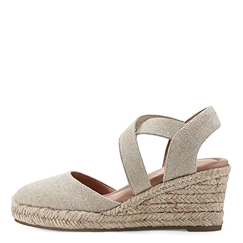 Easy Spirit Women's Meza Espadrille Wedge Sandal, Gold 710, 7.5