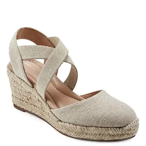 Easy Spirit Women's Meza Espadrille Wedge Sandal, Gold 710, 7.5