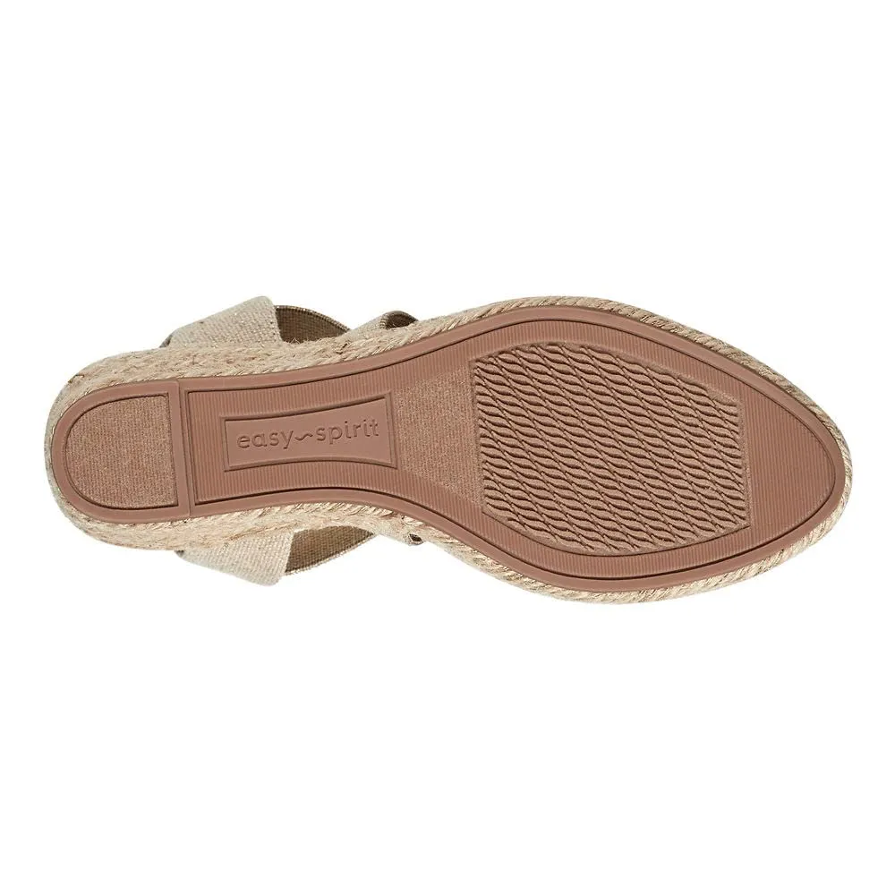 Easy Spirit Women's Meza Espadrille Wedge Sandal, Gold 710, 9 Wide