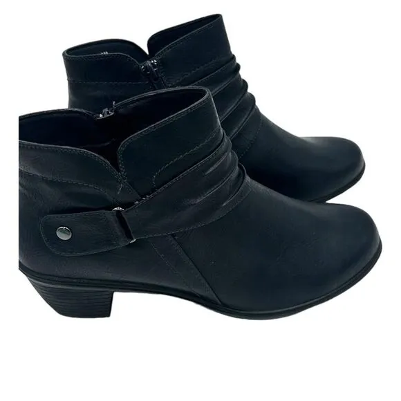 Easy Street Women's Damita Booties Navy Light  Flexible Zipper Block  Size 12M
