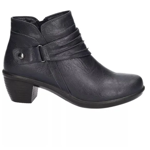 Easy Street Women's Damita Booties Navy Light  Flexible Zipper Block  Size 12M