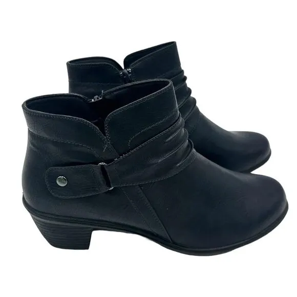 Easy Street Women's Damita Booties Navy Light  Flexible Zipper Block  Size 12M
