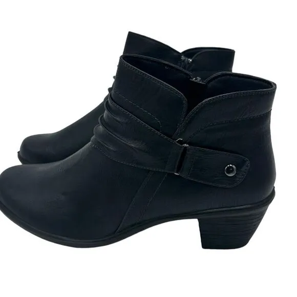 Easy Street Women's Damita Booties Navy Light  Flexible Zipper Block  Size 12M