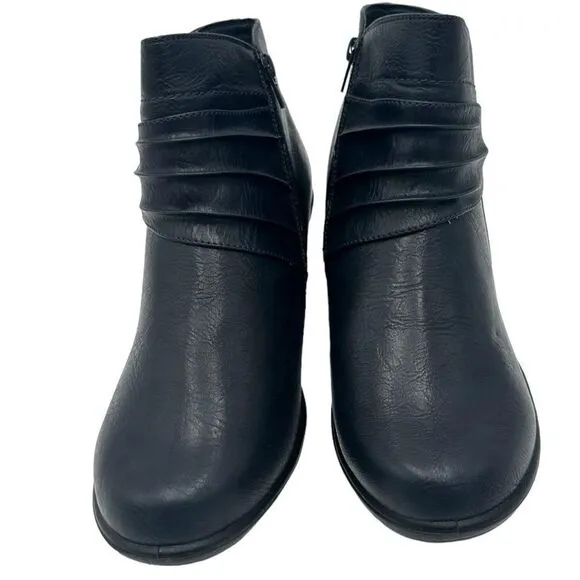 Easy Street Women's Damita Booties Navy Light  Flexible Zipper Block  Size 12M