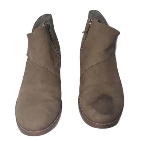 EILEEN FISHER Billie Ankle Booties Brown Suede W/ Side Zipper Womens 8.5
