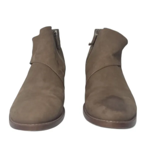 EILEEN FISHER Billie Ankle Booties Brown Suede W/ Side Zipper Womens 8.5