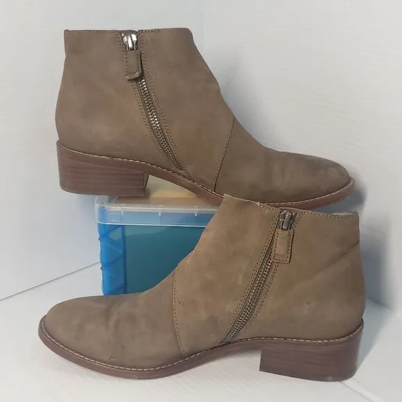 EILEEN FISHER Billie Ankle Booties Brown Suede W/ Side Zipper Womens 8.5