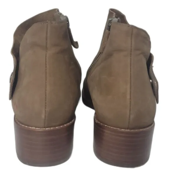 EILEEN FISHER Billie Ankle Booties Brown Suede W/ Side Zipper Womens 8.5