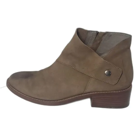EILEEN FISHER Billie Ankle Booties Brown Suede W/ Side Zipper Womens 8.5
