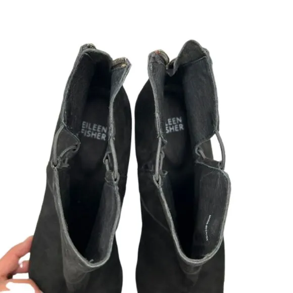 Eileen Fisher Women's Tote Nubuck Leather Black Booties Size 11
