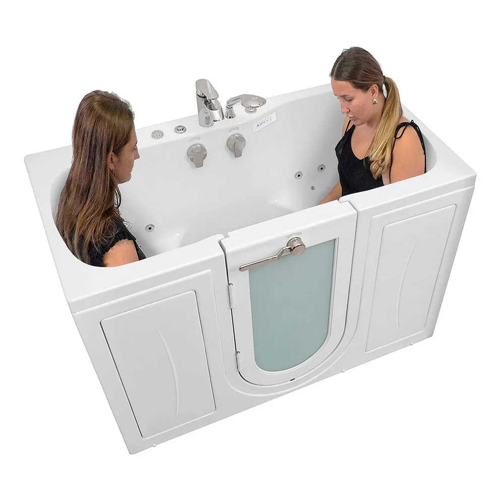 Ella Tub4Two 32"x60" Hydro   Air Massage w/ Independent Foot Massage Acrylic Two Seat Walk in Tub, Left Outswing Door, 2 Piece Fast Fill Faucet, 2" Dual Drains