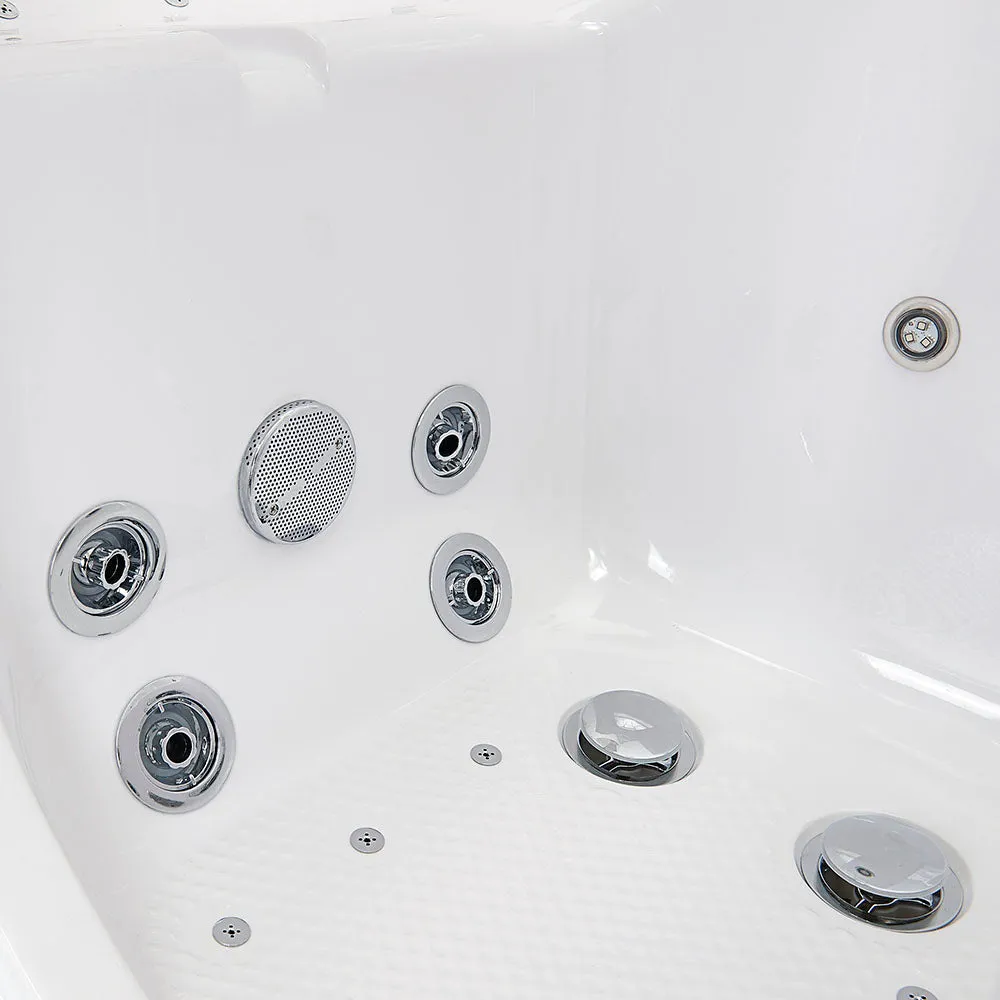 Ella Tub4Two 32"x60" Hydro   Air Massage w/ Independent Foot Massage Acrylic Two Seat Walk in Tub, Left Outswing Door, 2 Piece Fast Fill Faucet, 2" Dual Drains