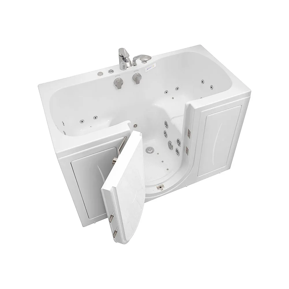 Ella Tub4Two 32"x60" Hydro   Air Massage w/ Independent Foot Massage Acrylic Two Seat Walk in Tub, Left Outswing Door, 2 Piece Fast Fill Faucet, 2" Dual Drains
