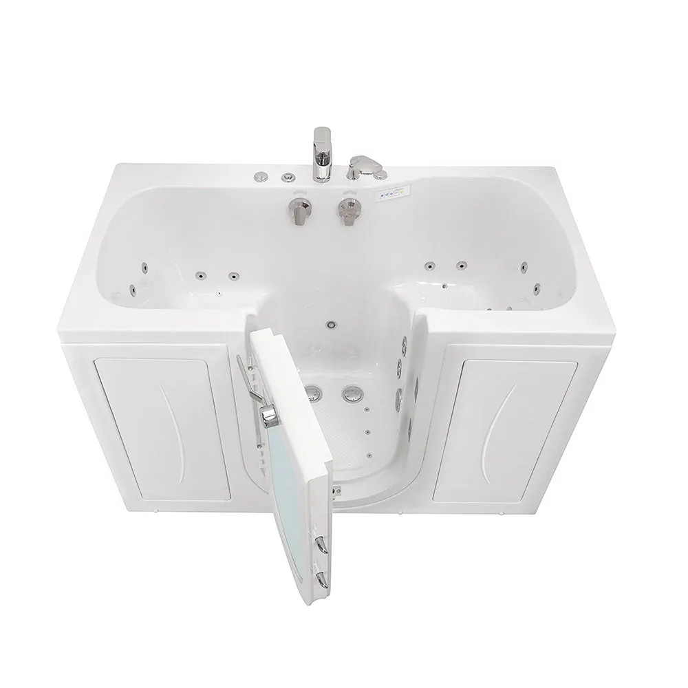 Ella Tub4Two 32"x60" Hydro   Air Massage w/ Independent Foot Massage Acrylic Two Seat Walk in Tub, Left Outswing Door, 2 Piece Fast Fill Faucet, 2" Dual Drains