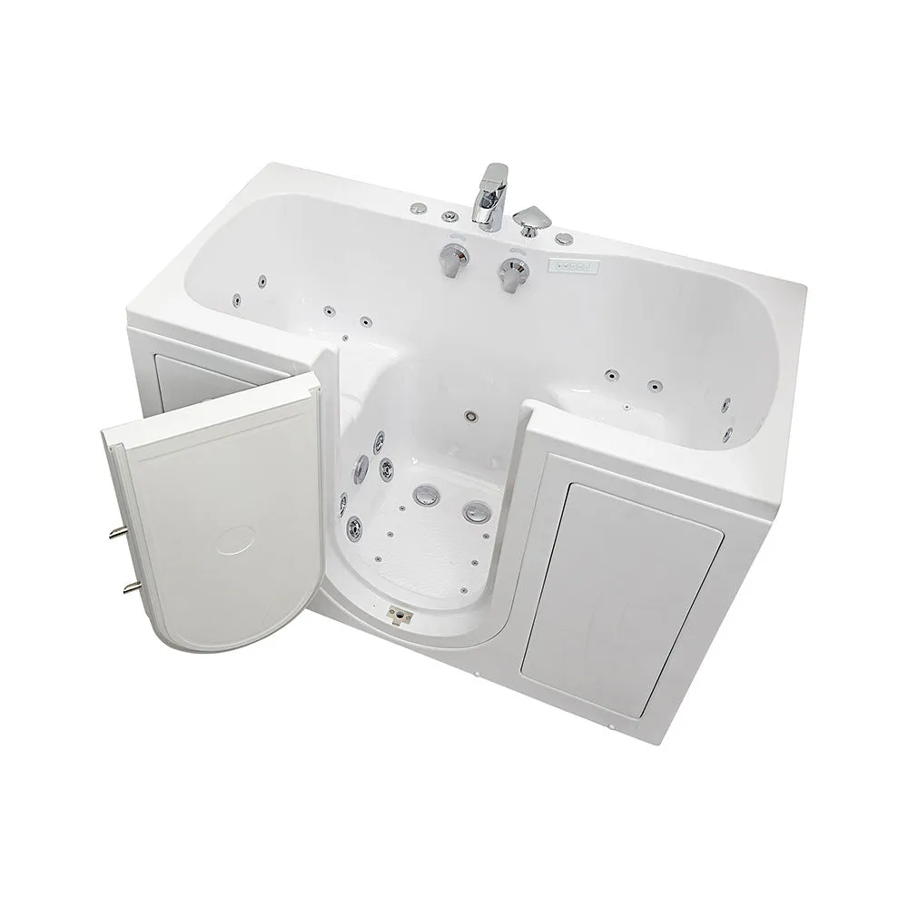 Ella Tub4Two 32"x60" Hydro   Air Massage w/ Independent Foot Massage Acrylic Two Seat Walk in Tub, Left Outswing Door, 2 Piece Fast Fill Faucet, 2" Dual Drains