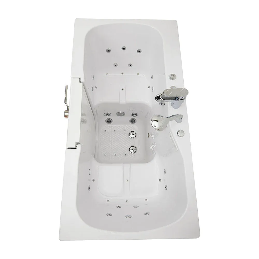 Ella Tub4Two 32"x60" Hydro   Air Massage w/ Independent Foot Massage Acrylic Two Seat Walk in Tub, Left Outswing Door, 2 Piece Fast Fill Faucet, 2" Dual Drains