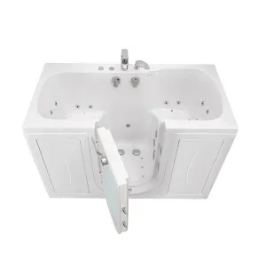 Ella Tub4Two 32"x60" Hydro   Air Massage w/ Independent Foot Massage Acrylic Two Seat Walk in Tub, Left Outswing Door, 2 Piece Fast Fill Faucet, 2" Dual Drains