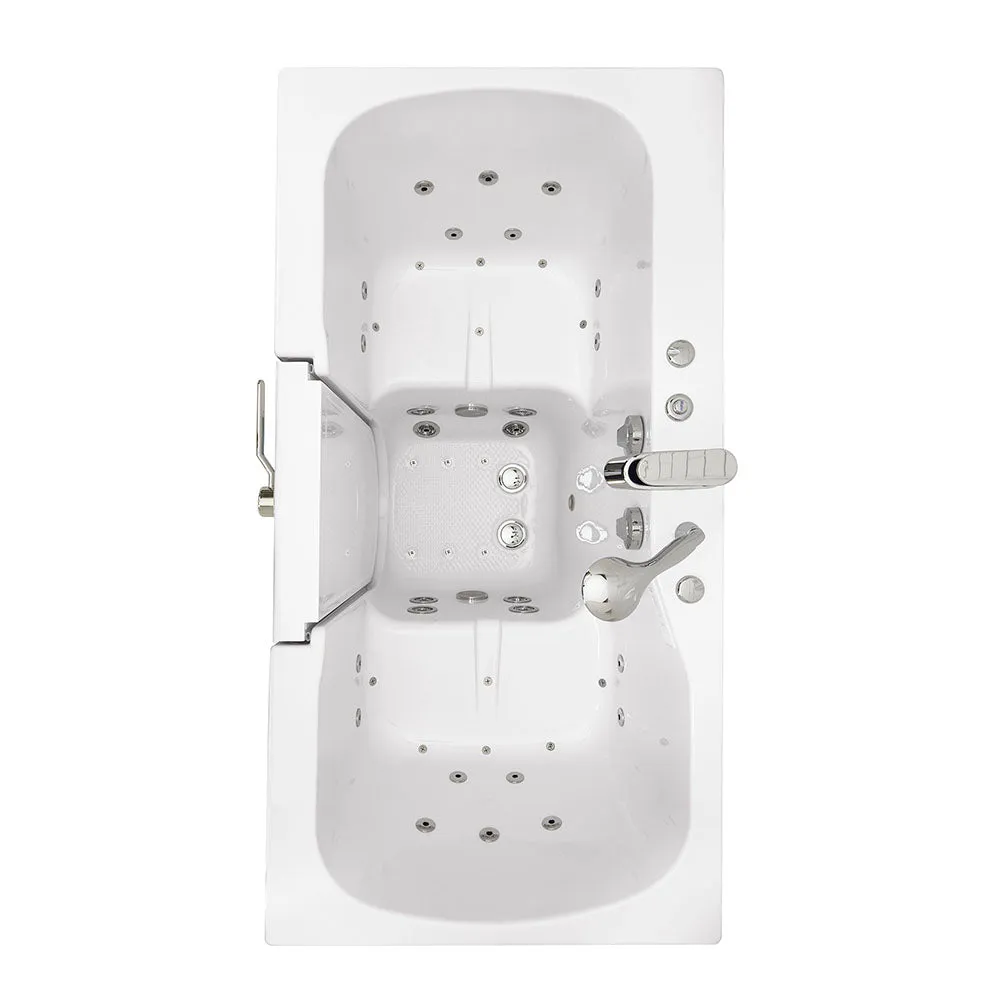 Ella Tub4Two 32"x60" Hydro   Air Massage w/ Independent Foot Massage Acrylic Two Seat Walk in Tub, Left Outswing Door, 2 Piece Fast Fill Faucet, 2" Dual Drains