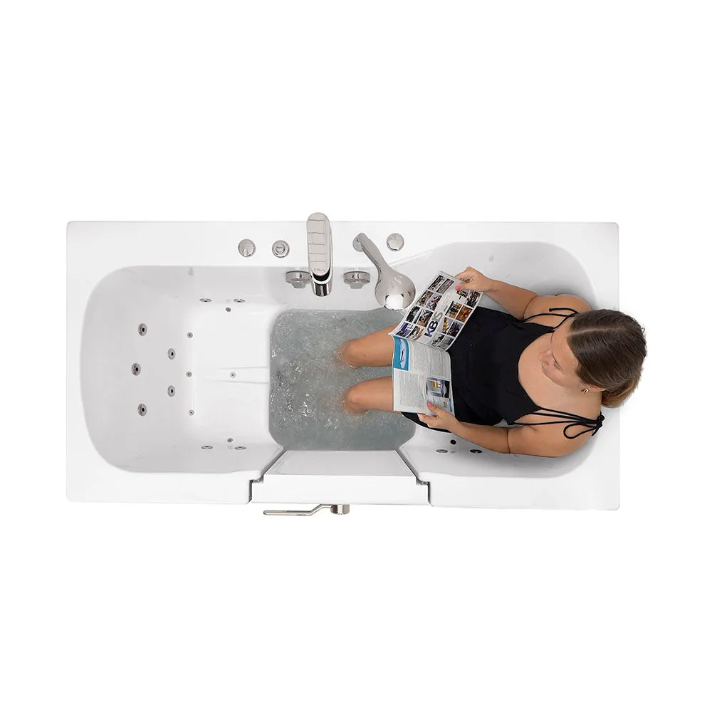 Ella Tub4Two 32"x60" Hydro   Air Massage w/ Independent Foot Massage Acrylic Two Seat Walk in Tub, Left Outswing Door, 2 Piece Fast Fill Faucet, 2" Dual Drains