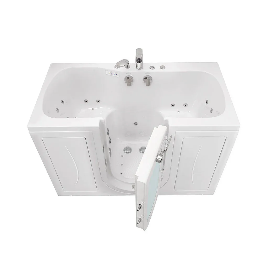 Ella Tub4Two 32"x60" Hydro   Air Massage w/ Independent Foot Massage Acrylic Two Seat Walk in Tub, Right Outswing Door, 2 Piece Fast Fill Faucet, 2" Dual Drains
