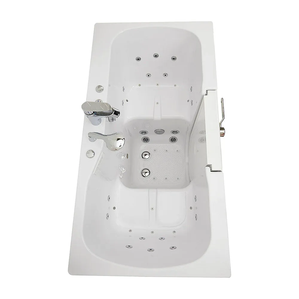 Ella Tub4Two 32"x60" Hydro   Air Massage w/ Independent Foot Massage Acrylic Two Seat Walk in Tub, Right Outswing Door, 2 Piece Fast Fill Faucet, 2" Dual Drains