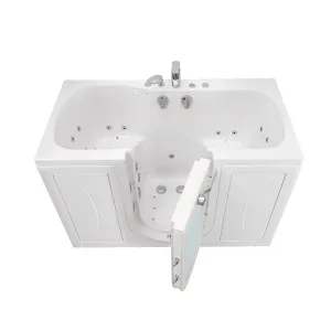 Ella Tub4Two 32"x60" Hydro   Air Massage w/ Independent Foot Massage Acrylic Two Seat Walk in Tub, Right Outswing Door, 2 Piece Fast Fill Faucet, 2" Dual Drains