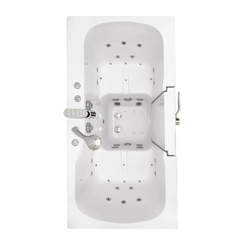 Ella Tub4Two 32"x60" Hydro   Air Massage w/ Independent Foot Massage Acrylic Two Seat Walk in Tub, Right Outswing Door, 2 Piece Fast Fill Faucet, 2" Dual Drains