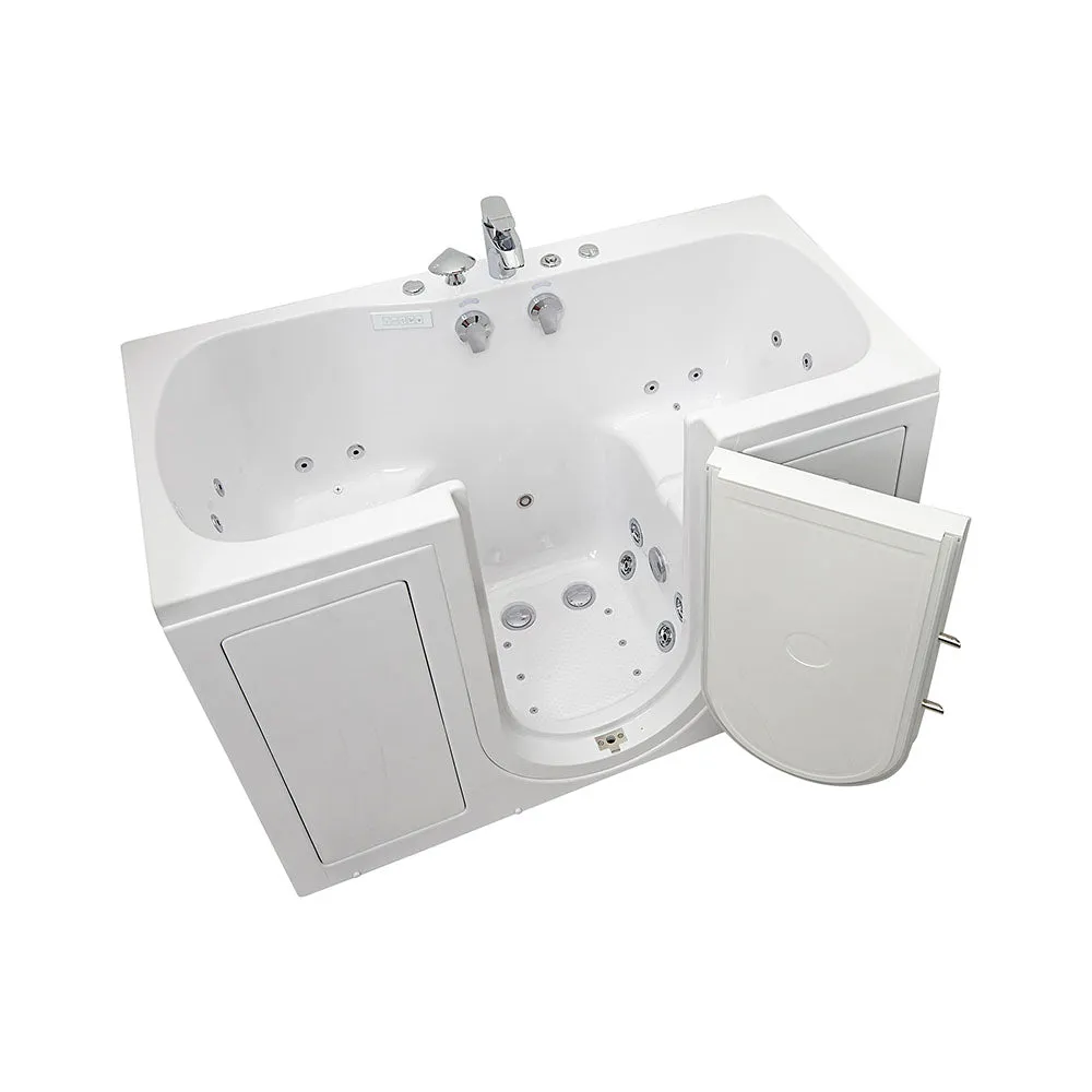 Ella Tub4Two 32"x60" Hydro   Air Massage w/ Independent Foot Massage Acrylic Two Seat Walk in Tub, Right Outswing Door, 2 Piece Fast Fill Faucet, 2" Dual Drains